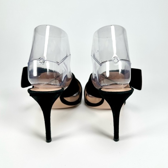 Gianvito Rossi Milano Black Suede Ribbon Slip On Heels - Picture 7 of 14